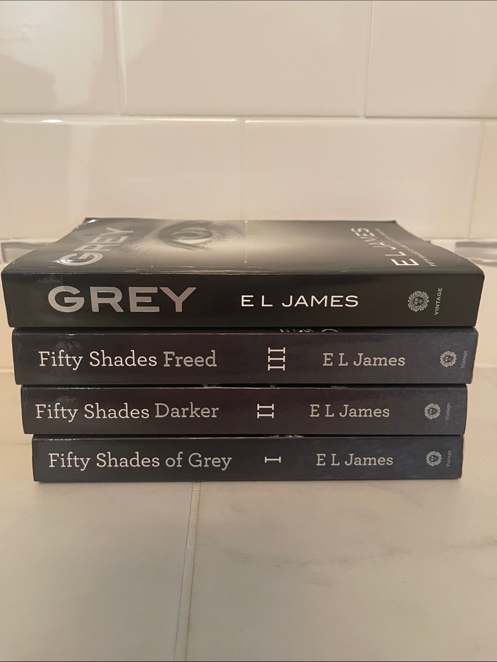 3 Fifty shades of grey books, and GREY. By EL James. EUC!
